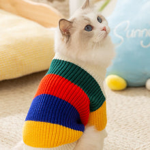 Load image into Gallery viewer, Cat in Colorful Striped Sweater | MissyMoMo
