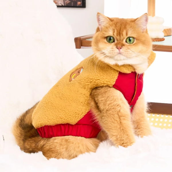 Cat in Brown Teddy Bear Fleece Jacket | MissyMoMo