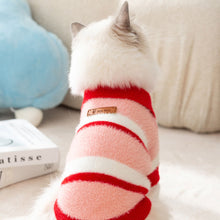 Load image into Gallery viewer, Cat in Cute Pink and Red Striped Polo Sweater | MissyMoMo
