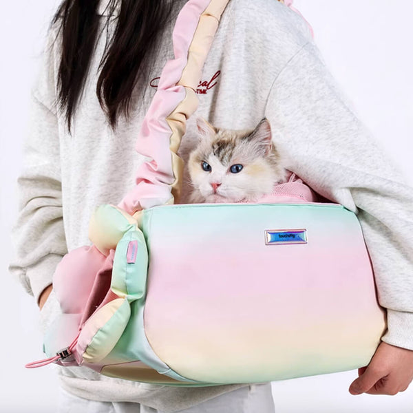 Carrying Cat with Pink Gradient Cross Body Cat Carrier