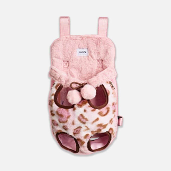 TouchDog Front Carry Cat Carrier in Pink Leopard Print | Plush Cat Carrier Backpack | MissyMoMo