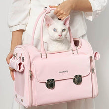 Load image into Gallery viewer, TouchDog Romy Airline Cat Carrier in Pink with Top Handles | MissyMoMo

