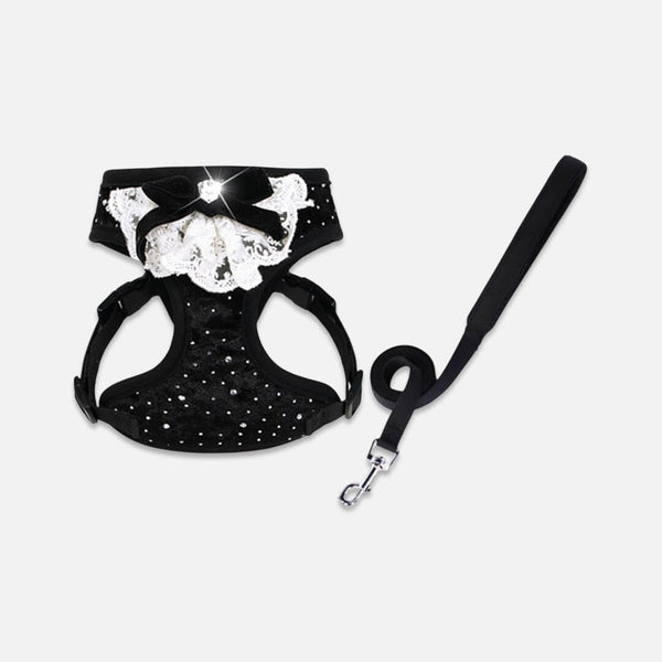 Black Sparkle Cat Vest Harness & Leash Set | MissyMoMo