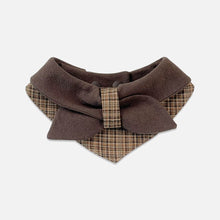 Load image into Gallery viewer, Tweed Cat Bib Bow Collar | Brown Plaid Bow Cat Bib | MissyMoMo
