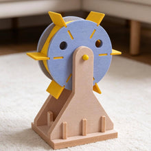 Load image into Gallery viewer, Felt Windmill Cat Toy Standing on a Cream Rug | Cute Cat Toys | MissyMoMo
