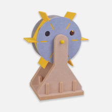 Load image into Gallery viewer, Felt Windmill Treat Dispenser Cat Toy in Periwinkle and Yellow | Interactive Cat Toys | MissyMoMo
