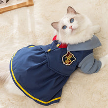 Load image into Gallery viewer, Winston Cat Dress | Cat in Navy Preppy Winter Fleece Dress | MissyMoMo
