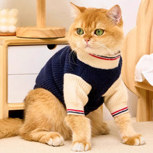 Load image into Gallery viewer, Cat in Blue Preppy Sweater | MissyMoMo

