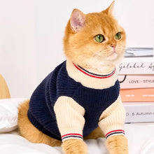 Load image into Gallery viewer, Cat in Blue Preppy Sweater | MissyMoMo
