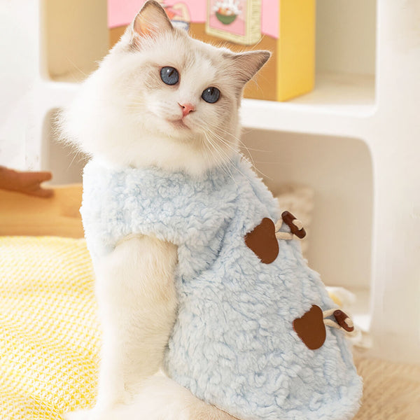 Cat in Blue Teddy Fleece Jacket | MissyMoMo