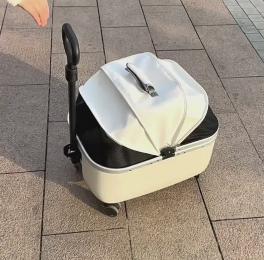 White Cat Carrier with Wheels | Stylish Cat Stroller | MissyMoMo