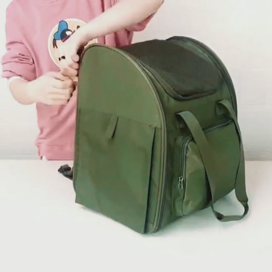 Top Loading Dark Green Cat Backpack | Collapsible Cat Carriers | MissyMoMo