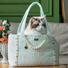 Load image into Gallery viewer, Arkika Mint Cat Shoulder Bag | Cat in Chic Cat Carrier | MissyMoMo
