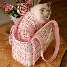 Load image into Gallery viewer, Arkika Pink Cat Shoulder Bag | Cat in Chic Cat Carrier | MissyMoMo
