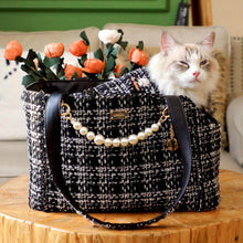 Load image into Gallery viewer, Arkika Black Cat Shoulder Bag | Cat in Chic Cat Carrier | MissyMoMo
