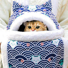 Load image into Gallery viewer, Winter Cat Traveling Backpack | Cat in Blue Backpack | MissyMoMo
