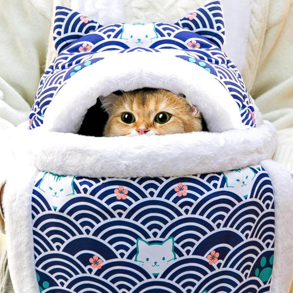 Winter Cat Traveling Backpack | Cat in Blue Backpack | MissyMoMo