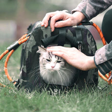 Load image into Gallery viewer, Camouflage Traveler Cat Bag | Airline Approved Cat Carrier | MissyMoMo
