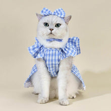 Load image into Gallery viewer, Checkers Cat Dress &amp; Bow Set | Dress for Cats | Cat with Dress | MissyMoMo
