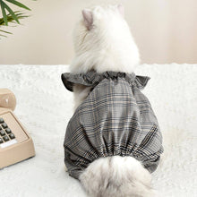Load image into Gallery viewer, Checkers Cat Dungarees | Cat Clothes | Pet Clothes | MissyMoMo
