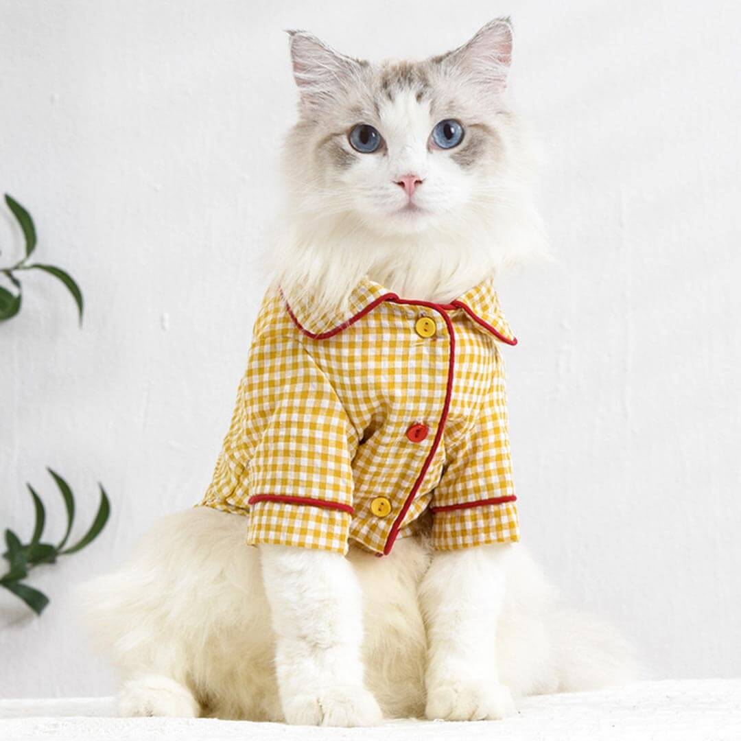 Checkers Cat Lounge Shirt, Pajamas for Cats