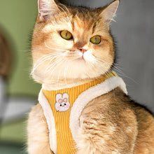 Load image into Gallery viewer, Fuzzball Cat Harness &amp; Leash Set | Yellow Fleece Kitty Harness | MissyMoMo
