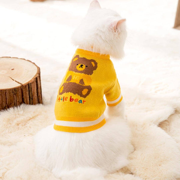 Little Bear Cat Sweater | Cat in Yellow Sweater | Cat Clothes | MissyMoMo