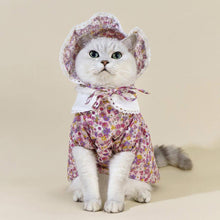 Load image into Gallery viewer, Little Princess Cat Dress &amp; Hat Set | Cat in Dress | Cat Clothes | MissyMoMo
