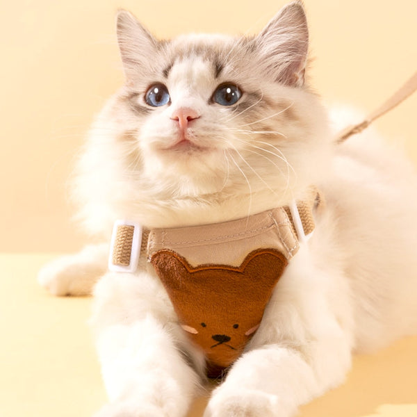 Cat in Brown Vest Harness | MissyMoMo