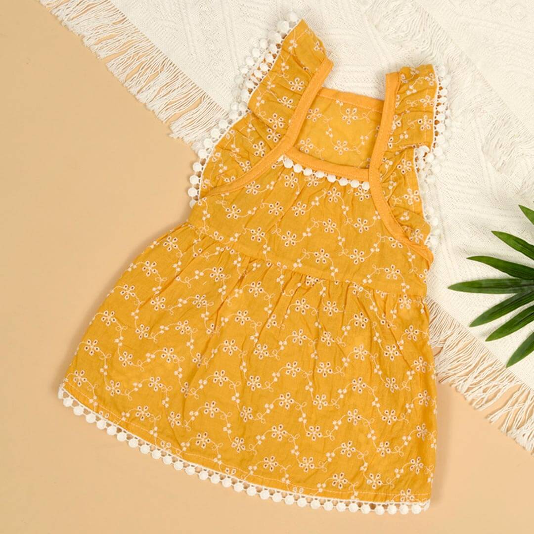 MissyMoMo Retro Floral Dress Dog & Cat Dress, Dress for Cats, XXL, Yellow MissyMoMo Retro Floral Dress Dog & Cat Dress, Dress for Cats, XXL, Yellow