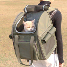 Load image into Gallery viewer, Top Loading Cat Backpack for Large Cats | Dark Green Collapsible Cat Carrier | MissyMoMo
