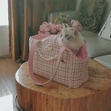 Load and play video in Gallery viewer, Arkika Pink Cat Shoulder Bag | Cat in Chic Cat Carrier | MissyMoMo
