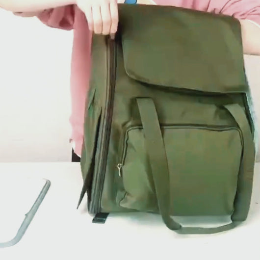 Top Loading Dark Green Cat Backpack | Collapsible Cat Carriers | MissyMoMo