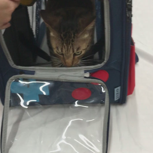 PurLab Gameboy Expandable Cat Backpack | Cat Travel Carrier | MissyMoMo