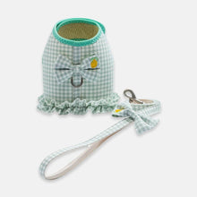 Load image into Gallery viewer, Green Gingham Pattern Cat Harness &amp; Leash for Walking | MissyMoMo
