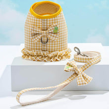 Load image into Gallery viewer, Yellow Gingham Pattern Cat Harness &amp; Leash for Walking | MissyMoMo
