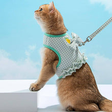 Load image into Gallery viewer, Cat in Green Gingham Pattern Cat Harness | MissyMoMo
